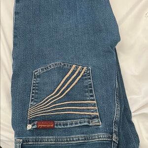 Blue Denim Jeans with Tan Accents